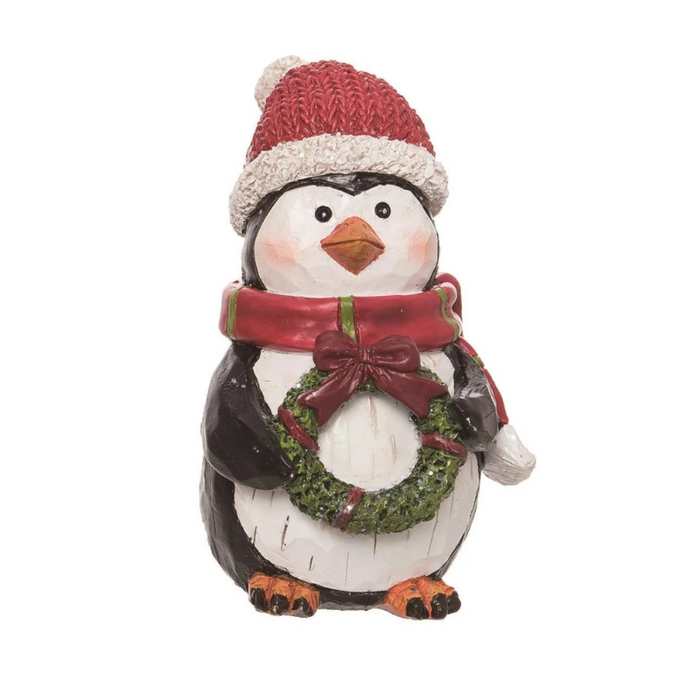 Santa Penguin Wreath Figurine