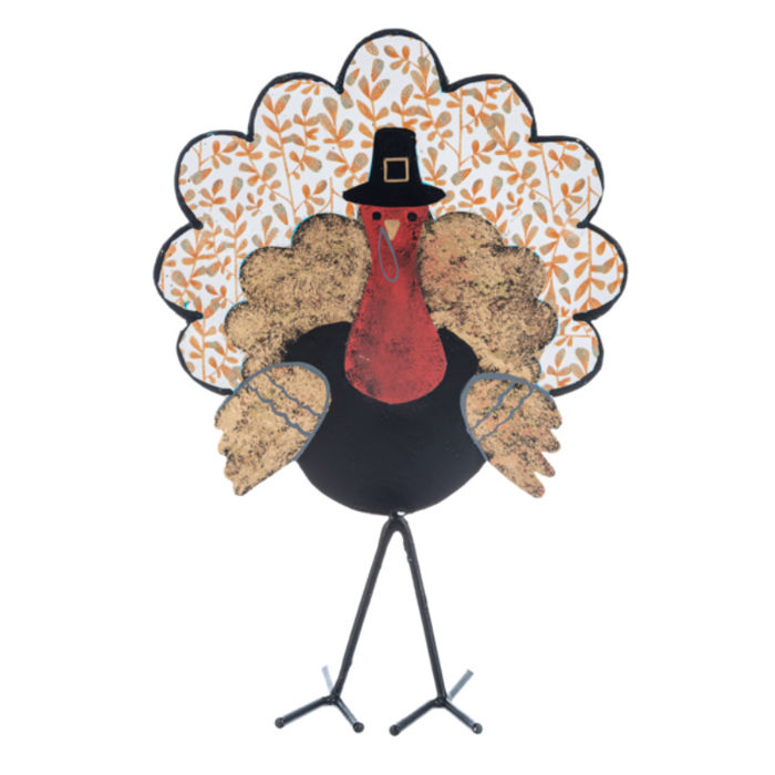 Pillowed Botanical Turkey Metal Table Decor