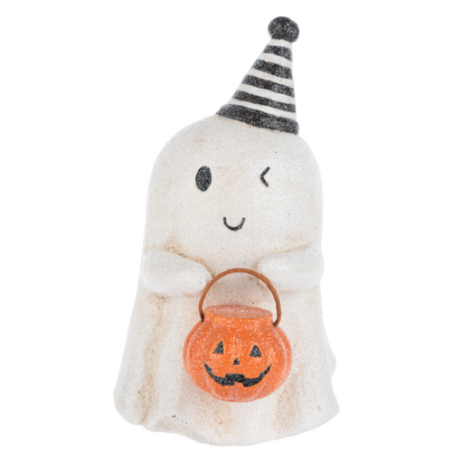 Party Ghost Figurine with Pumpkin