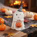 Party Ghost Figurine with Pumpkin