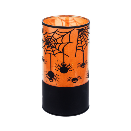 Short LED Spider Web Pillar Candle