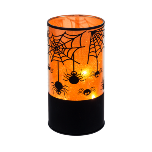 Short LED Spider Web Pillar Candle