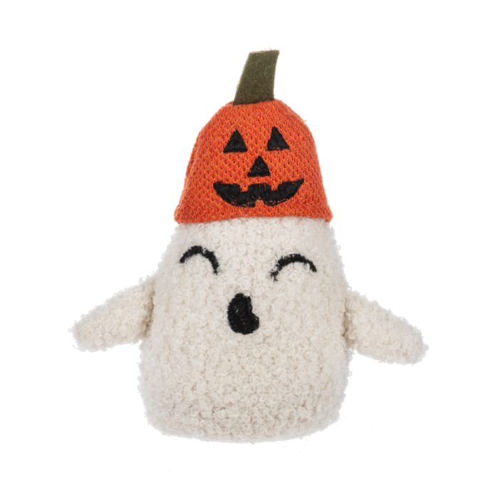 Ghost Plush Table Decor w/ Jack-O-Lantern Head