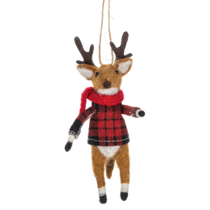 Felted Winter Reindeer Critter Ornament