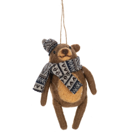 Felted Winter Bear Critter Ornament