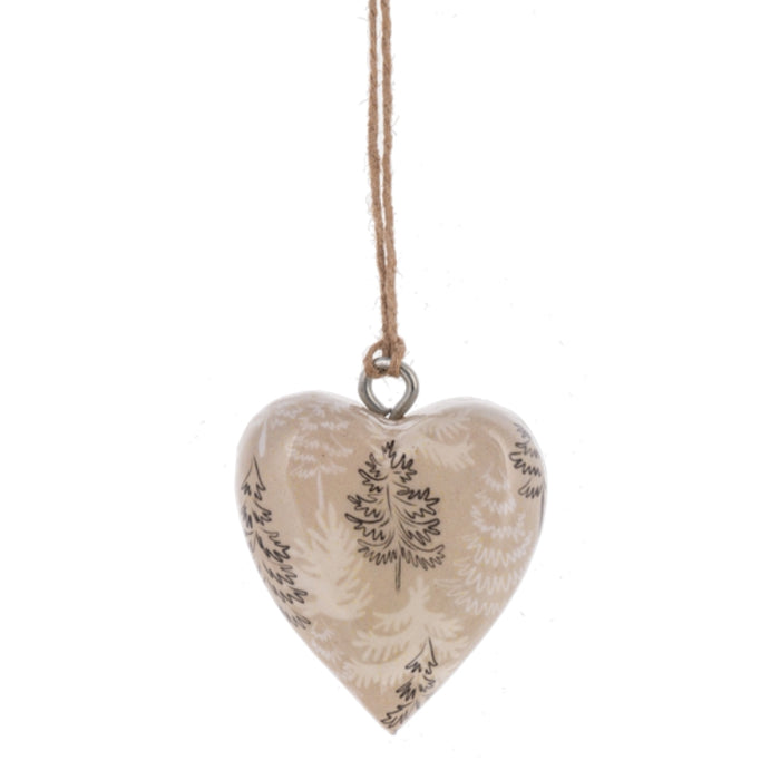 Trees Wrapped Wood Heart Ornament