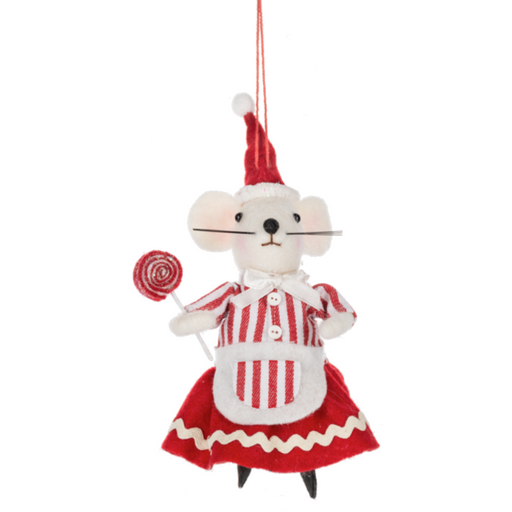 Striped Mouse w/ Lollipop Plush Ornament