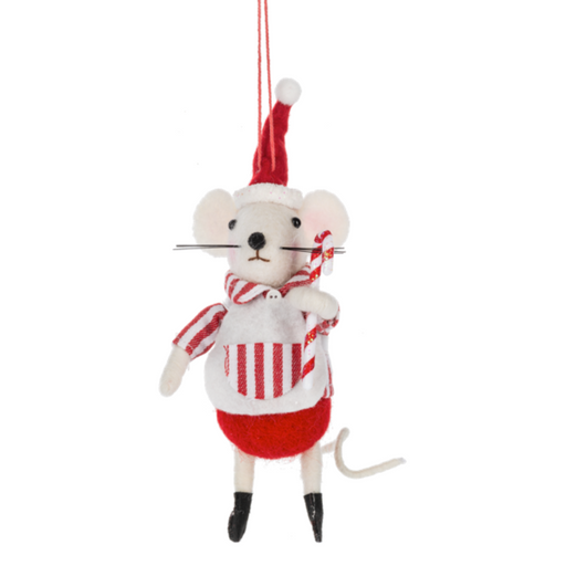 Striped Mouse w/ Candy Cane Plush Ornament
