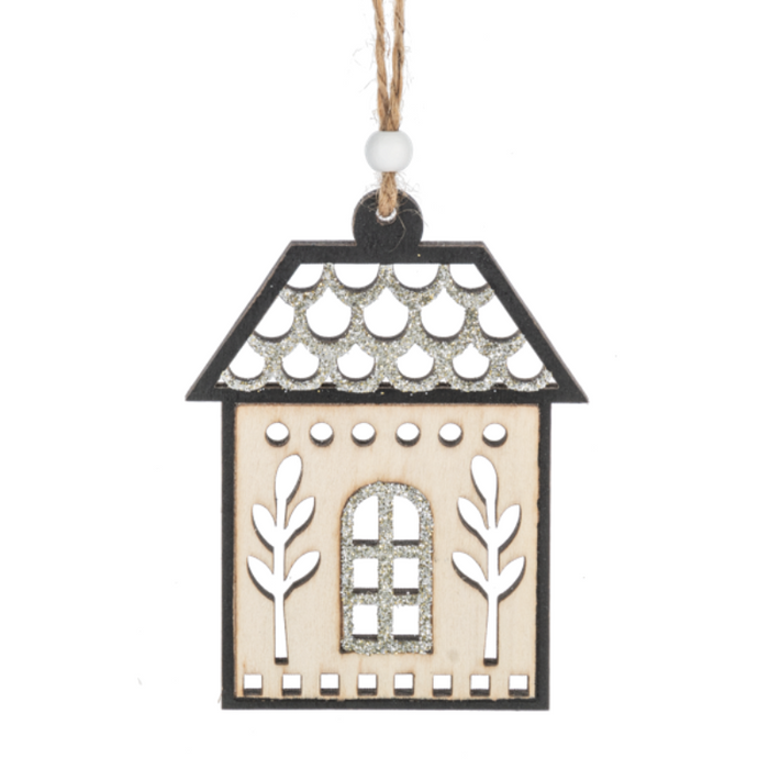 Black Roof House Wooden Ornament
