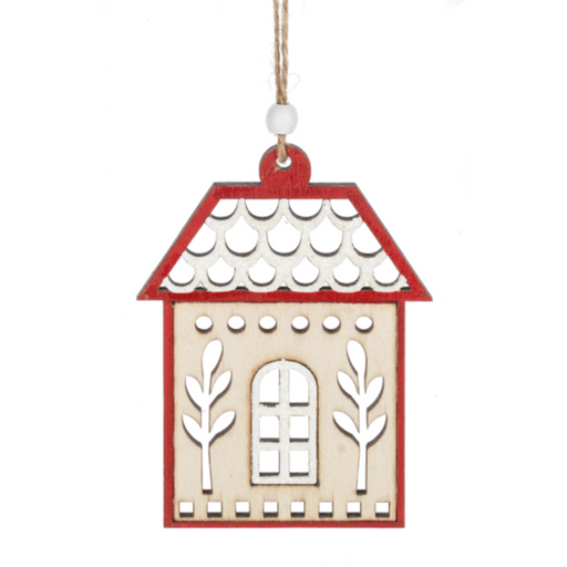Red Roof House Wooden Ornament