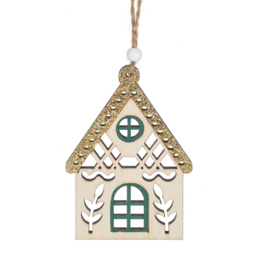 Gold Roof House Wooden Ornament