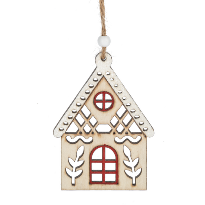 White Roof House Wooden Ornament