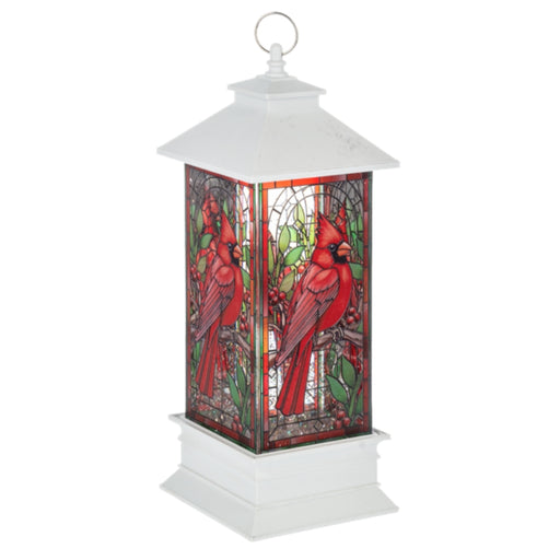 Stained Glass Shimmer Cardinal Light Up Water Lantern