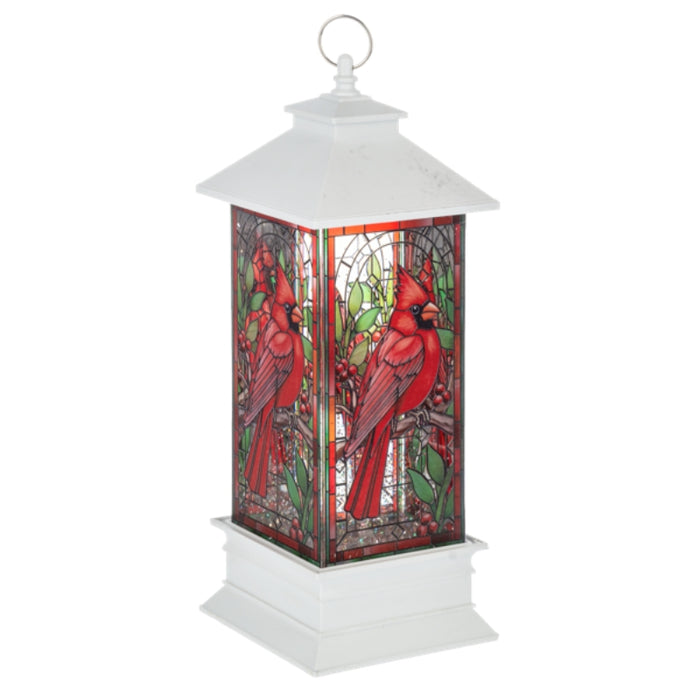 Stained Glass Shimmer Cardinal Light Up Water Lantern