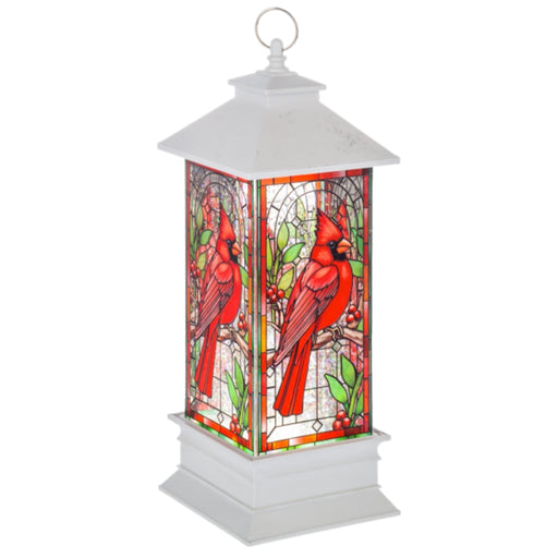 Stained Glass Shimmer Cardinal Light Up Water Lantern