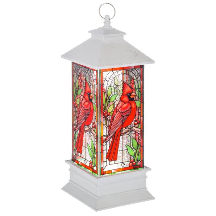 Stained Glass Shimmer Cardinal Light Up Water Lantern