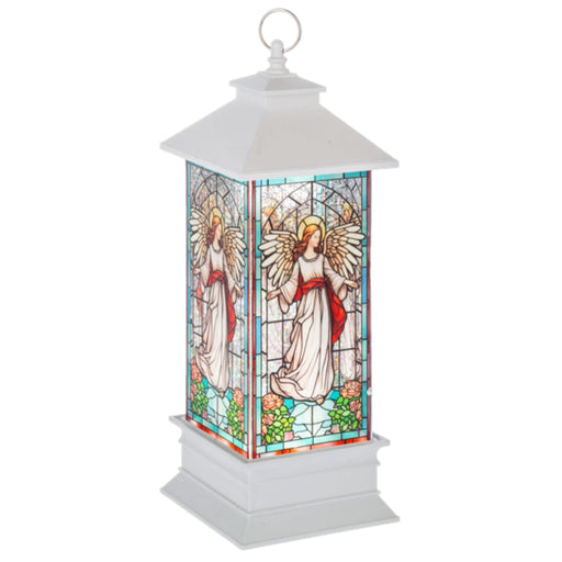 Stained Glass Shimmer Angel Light Up Water Lantern