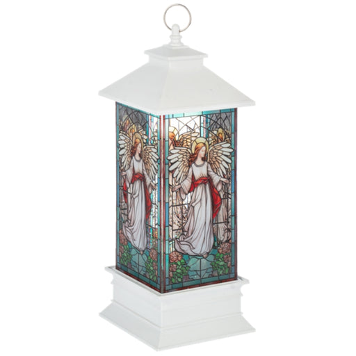 Stained Glass Shimmer Angel Light Up Water Lantern