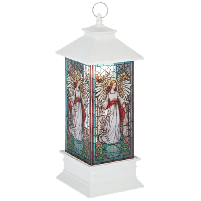Stained Glass Shimmer Angel Light Up Water Lantern