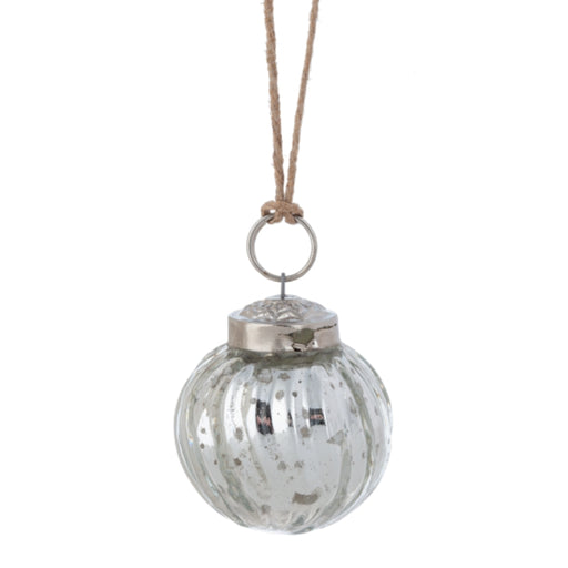 Mini Kugel Ball Silver Glass Ornament