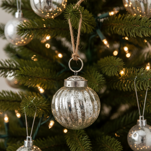 Mini Kugel Ball Silver Glass Ornament