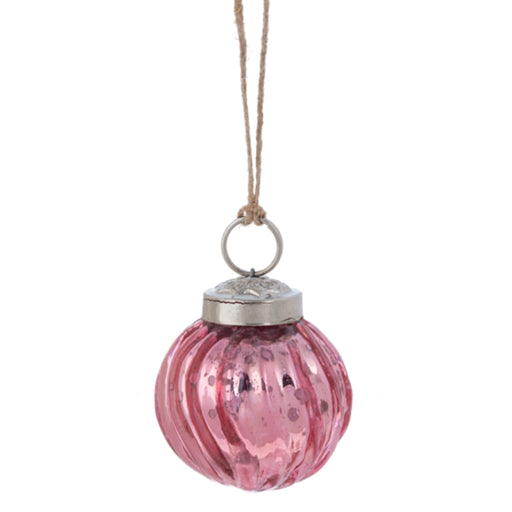 Mini Kugel Ball Pink Glass Ornament