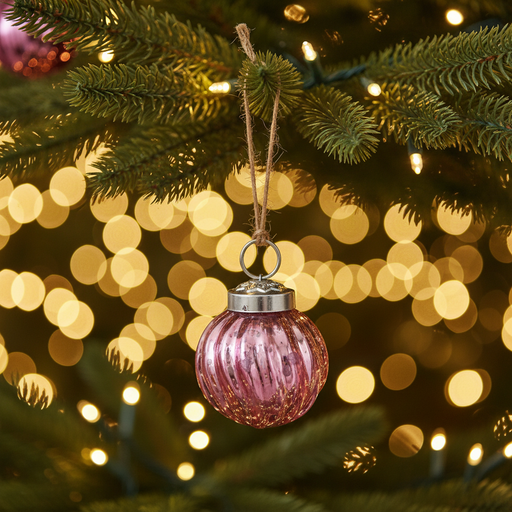 Mini Kugel Ball Pink Glass Ornament