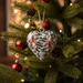 Snowberries Wrapped Wood Heart Ornament