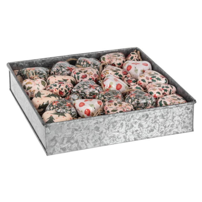 Wrapped Wood Heart Ornaments - assorted styles sold separately
