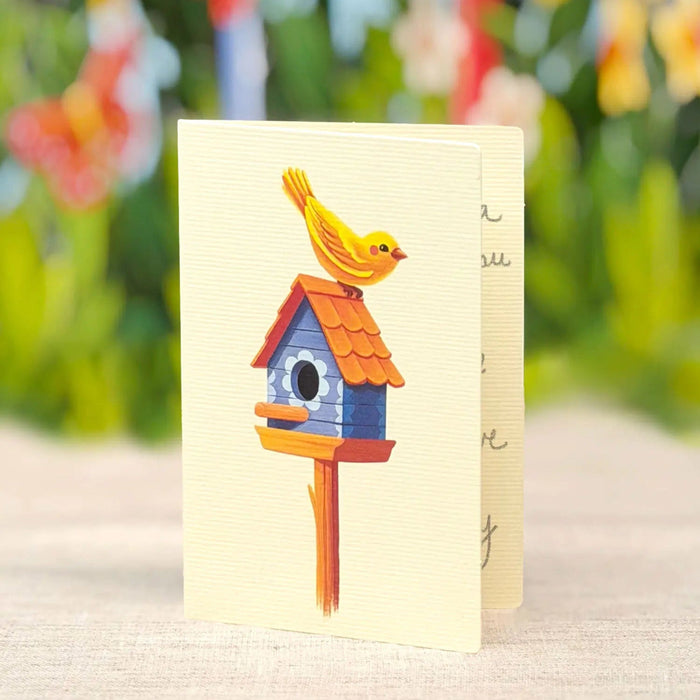 Mini Birdhouse Garden Accordion Scene w/ Note Card