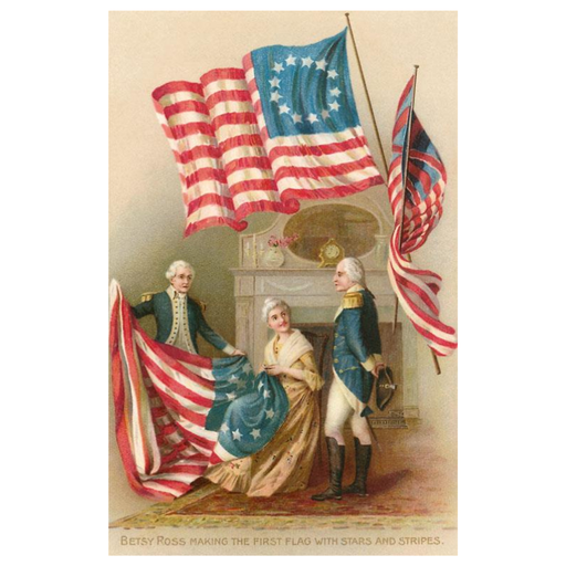 Betsy Ross With First Flag PRINT