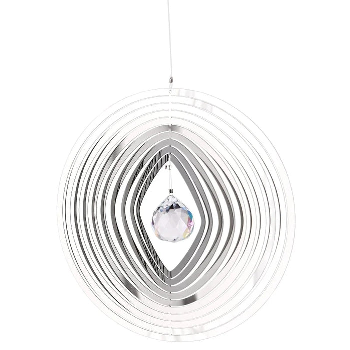 Crystal Orb Shimmers Stainless Steel Wind Spinner