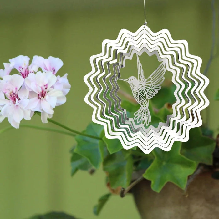 Hummingbird Shimmers Stainless Steel Wind Spinner