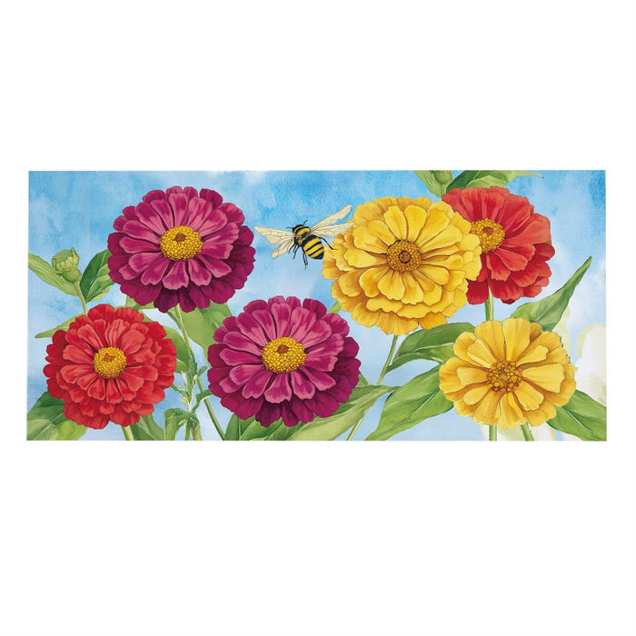 Multicolor Zinnias & Bees Sassafras Mini Switch Doormat Insert