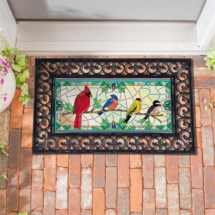 Stained Glass Songbirds Sassafras Mini Switch Doormat Insert