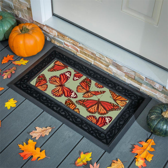 Harvest Blossom Butterfly Flocked Coir Sassafras Mini Switch Doormat Insert