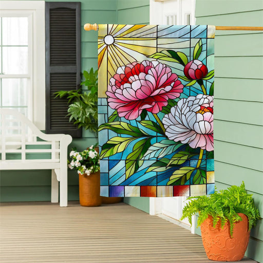 Floral Stained Glass Suede Banner Flag