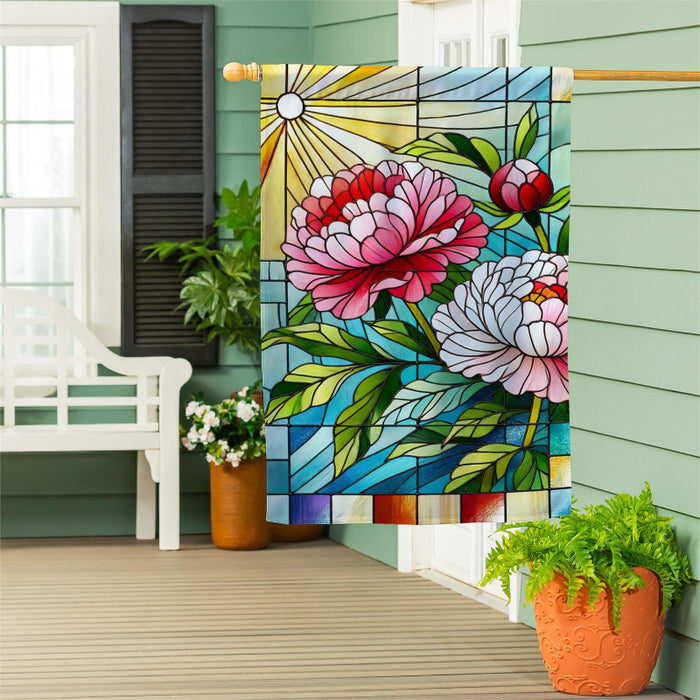 Floral Stained Glass Suede Banner Flag