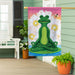 Meditating Summer Frog Suede Banner Flag