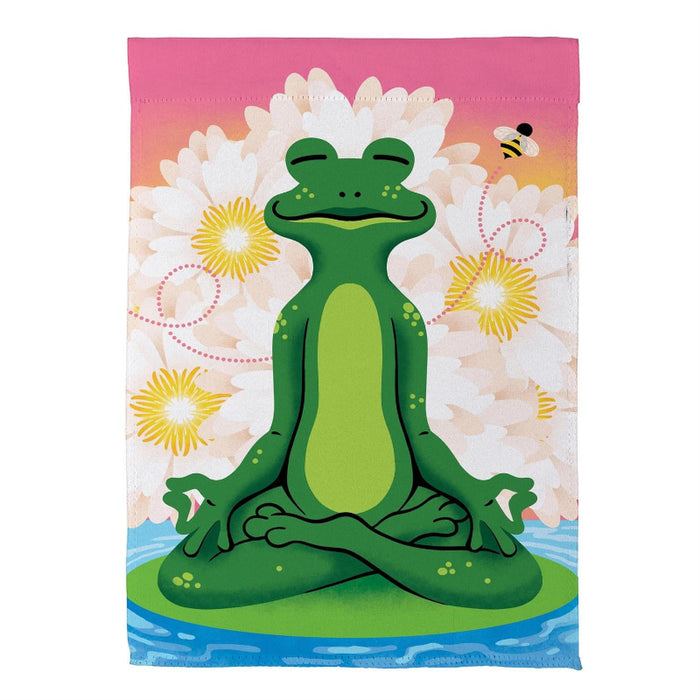 Meditating Summer Frog Suede Banner Flag