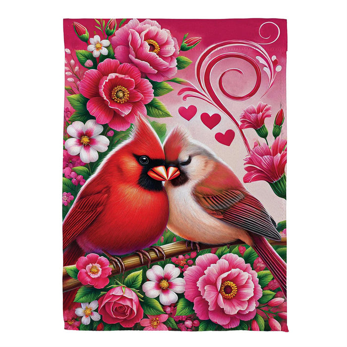 Cardinal Lovers Suede Decorative Flag