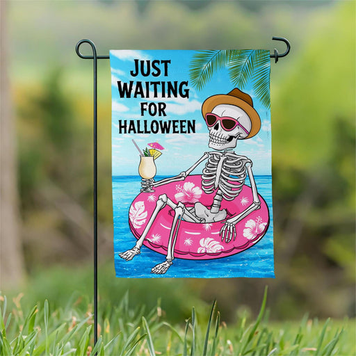 Just Waiting for Halloween Suede Garden Flag