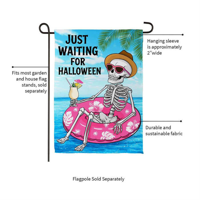 Just Waiting for Halloween Suede Garden Flag