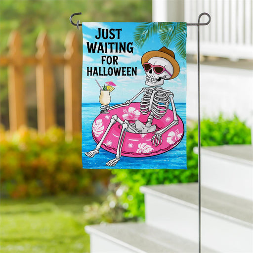 Just Waiting for Halloween Suede Garden Flag
