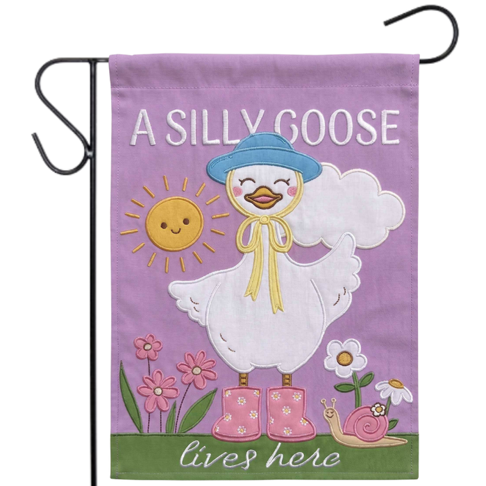 Silly Goose Lives Here Garden Flag