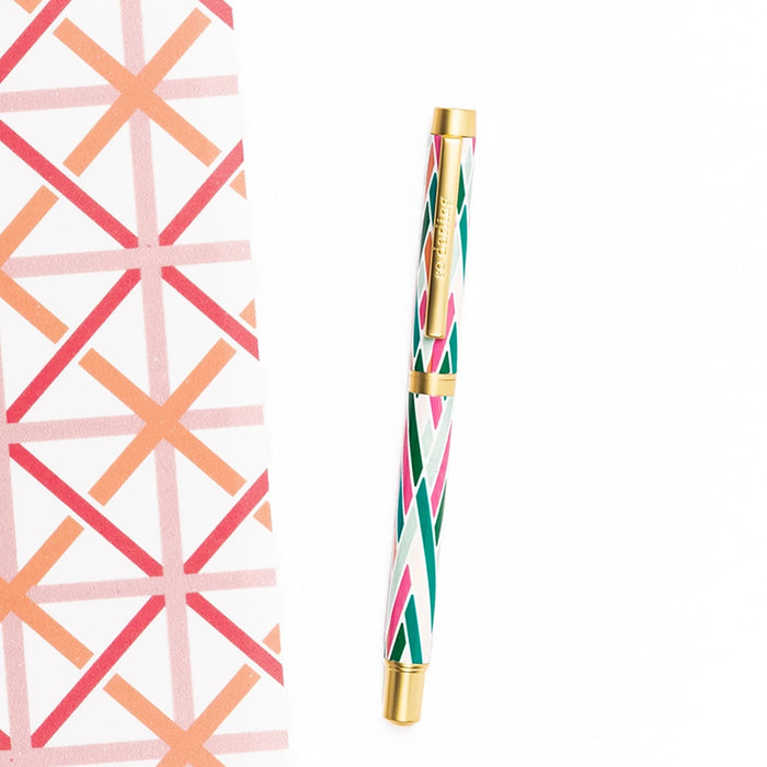 Boxed Rollerball Pen - Arrows Up Pink & Green