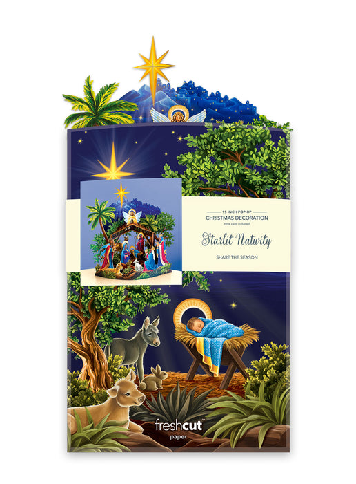 Starlit Nativity Pop-Up Decor w/ Note Card