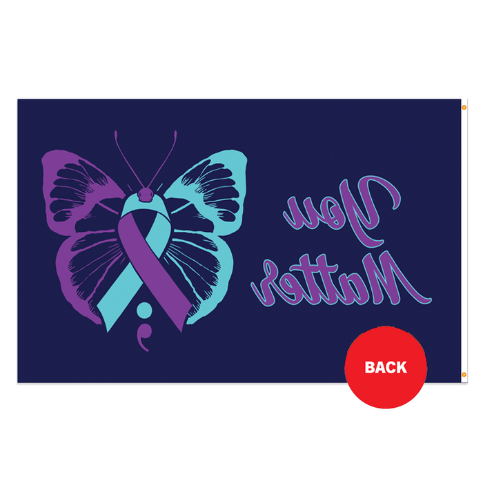Suicide Awareness Butterfly Polyester Flag - Made in USA