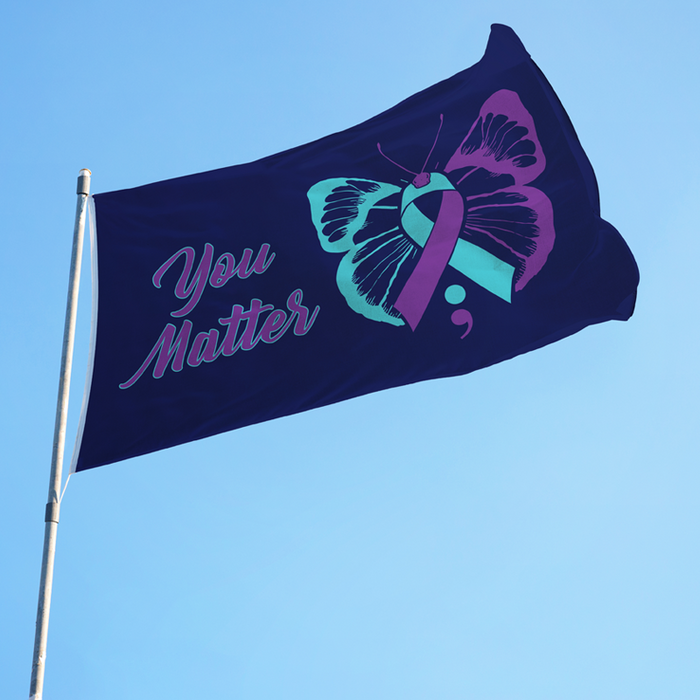 Suicide Awareness Butterfly Polyester Flag - Made in USA