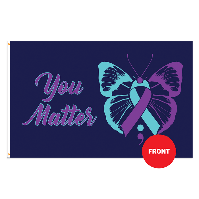 Suicide Awareness Butterfly Polyester Flag - Made in USA